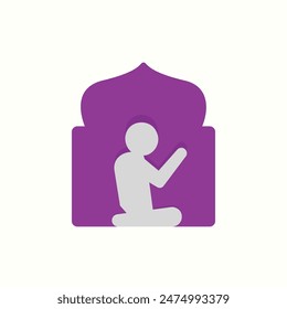 pray icon, isolated flat color ramadan icon set