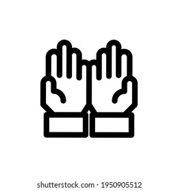 Bete Symbol einzeln auf weißem Hintergrund. Bete eine Ikone im trendigen Design-Stil. Beten Sie Vektorsymbol modern und einfach flach Symbol für Web-Site, mobile App, UI. Vektorgrafik von Piepsymbol