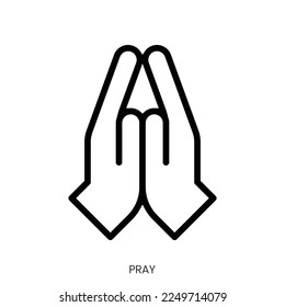 pray icon. Line Art Style Design Isolated On White Background