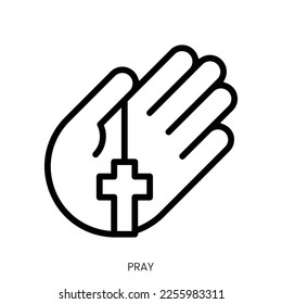 pray icon. Line Art Style Design Isolated On White Background