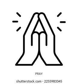 pray icon. Line Art Style Design Isolated On White Background