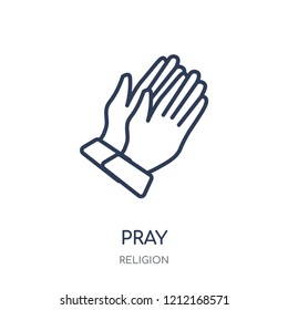 Pray icon. Pray linear symbol design from Religion collection. Simple outline element vector illustration on white background.