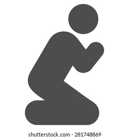 Pray icon from Man Poses Set. Style: monochrome gray icons, rounded corners, white background.