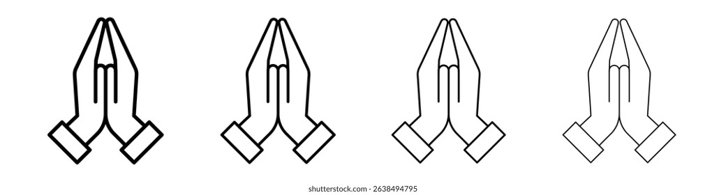 Pray icon Outline sign symbol set