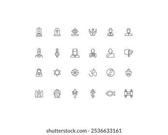 Pray icon set, design, vector illustration