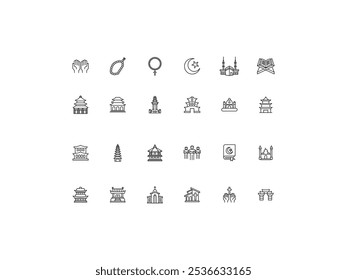 Pray icon set, design, vector illustration