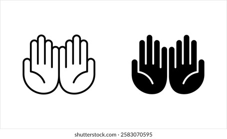 Pray icon set. Hands folded in prayer, hands praying sign, vector illustration on white background