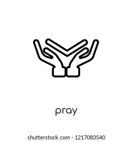 Pray icon. Trendy modern flat linear vector Pray icon on white background from thin line Religion collection, editable outline stroke vector illustration