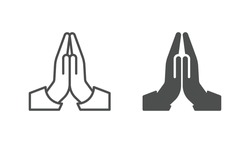 Pray Icon Vector. Hands Folded In Prayer Line Icon. Outline Hands Folded In Prayer Vector Icon. Designed For Web And App Design Interfaces.