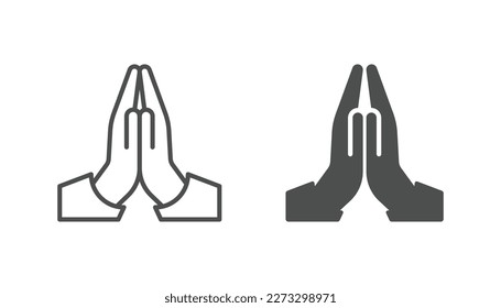 Pray icon vector. Hands folded in prayer line icon. Outline hands folded in prayer vector icon. Designed for web and app design interfaces. - Shutterstock ID 2273298971