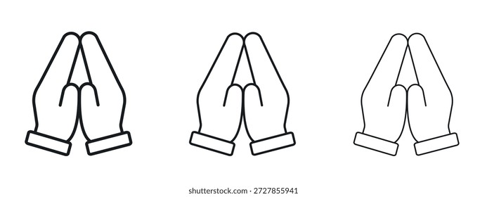 Plantilla de diseño de logotipo de Vector de icono de oración. Gráficos de trazo editables.