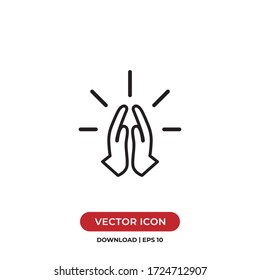 Pray icon vector. Prayer sign