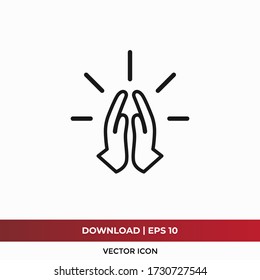 Pray icon vector. Prayer sign