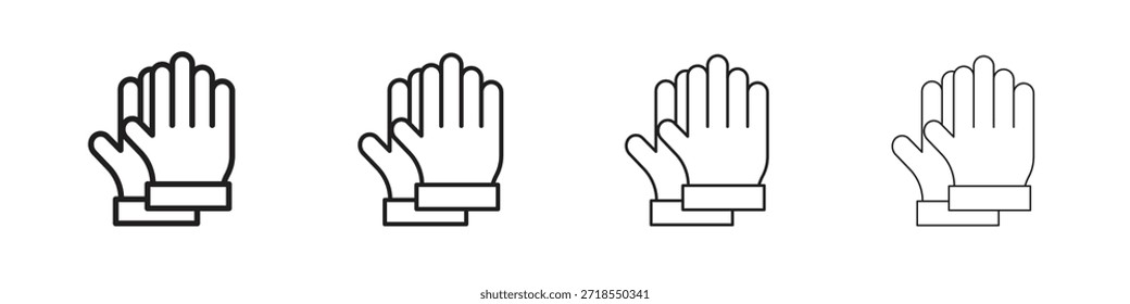 Pray icons, Set of linear icons. Black linear palm icons