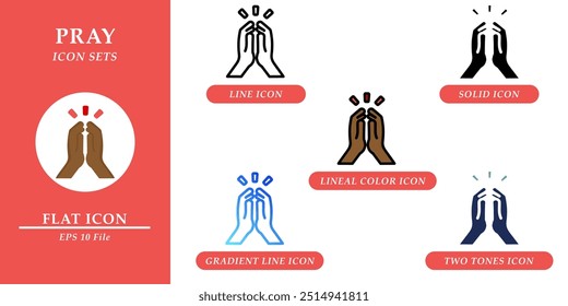 Pray icons sets. Soft skills concept. Various style icons on isolated background for web design, symbol, sign, user interface, and mobile application. EPS 10. 