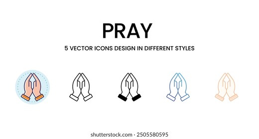 Pray icons vector set stock illustration