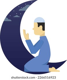 Ilustración de diseño plano, ilustración de ramadhan en diseño plano