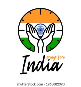 Pray for India. India flag with text Pray for India vector illustration Coronavirus covid 2019 concept