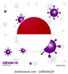 Pray For Indonesia. COVID-19 Coronavirus Typography Flag. Stay home, Stay Healthy. Take care of your own health