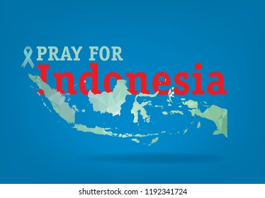 Pray for Indonesia logo concept with map, vector eps 10.