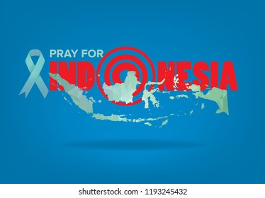 Pray for Indonesia logo concept with map, vector eps 10.