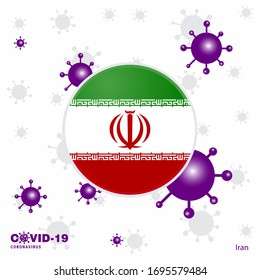 Pray For Iran. COVID-19 Coronavirus Typography Flag. Stay home, Stay Healthy. Take care of your own health