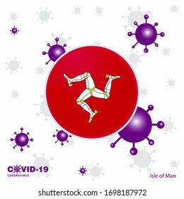Pray For Isle of Man. COVID-19 Coronavirus Typography Flag. Stay home, Stay Healthy. Take care of your own health