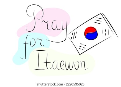 Pray for Itaewon illustration. Halloween tragedy concept.