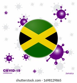 Pray For Jamaica. COVID-19 Coronavirus Typography Flag. Stay home, Stay Healthy. Take care of your own health