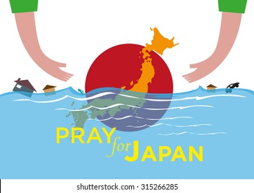 Pray for Japan concept. Offering Help during natural disasters. Editable Clip Art.