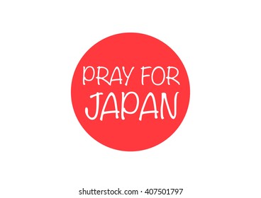 Pray for Japan text on Japan flag