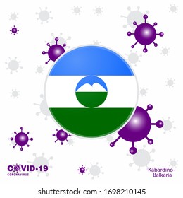 Pray For Kabardino Balkaria. COVID-19 Coronavirus Typography Flag. Stay home, Stay Healthy. Take care of your own health