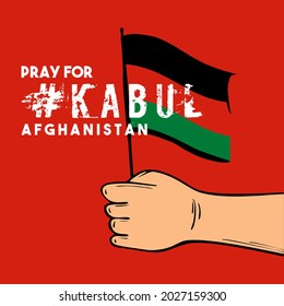 Pray for kabul afghanistan design vector with hand illustration