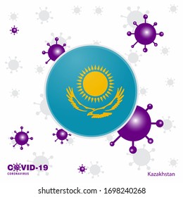 Pray For Kazakhstan. COVID-19 Coronavirus Typography Flag. Stay home, Stay Healthy. Take care of your own health