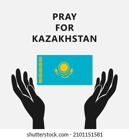 Pray for Kazakhstan Vector flat illustration on white background concept of Praying, mourning, humanity.