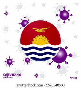 Pray For Kiribati. COVID-19 Coronavirus Typography Flag. Stay home, Stay Healthy. Take care of your own health