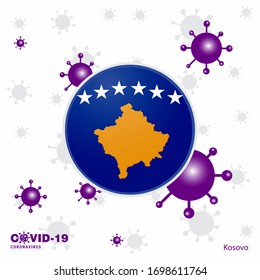 Pray For Kosovo. COVID-19 Coronavirus Typography Flag. Stay home, Stay Healthy. Take care of your own health