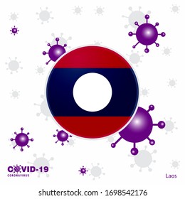 Pray For Laos. COVID-19 Coronavirus Typography Flag. Stay home, Stay Healthy. Take care of your own health