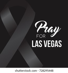 Pray for Las Vegas with black ribbon Vector illustration. Condolences to the victims of the shooting in Las Vegas and their families.