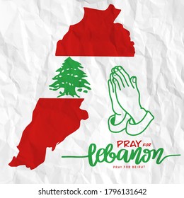Rezar por el Líbano, Rezar por Beirut, explosión en Beirut, Ilustración vectorial