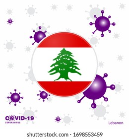 Pray For Lebanon. COVID-19 Coronavirus Typography Flag. Stay home, Stay Healthy. Take care of your own health