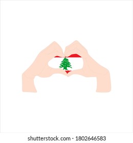 Pray for Lebanon, Help Lebanon and Save Lebanon concept. two hand gently hold heart with lebanese flag inside