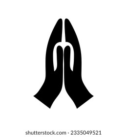 Pray line and glyph icon, religion and prayer, hands praying sign, flat illustration on white background..eps