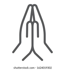 Pray Line Icon, Religion And Prayer, Hands Praying Sign, Vector Graphics, A Linear Pattern On A White Background, Eps 10