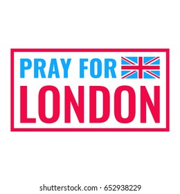 Pray for London. Flat vector badge icon illustration on white background.