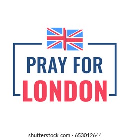 Pray for London. Flat vector badge icon illustration on white background. 
