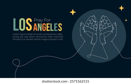 Pray for los angeles line art style vector illustration