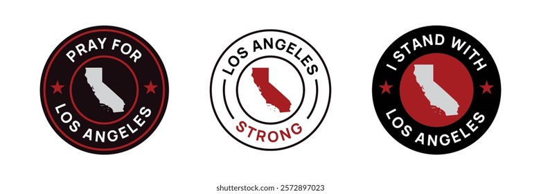 Pray for Los Angeles vector, Los Angeles wildfire in California state, USA illustration for banner, t-shirt, poster, sticker, badges, social media design