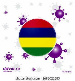 Pray For Mauritius. COVID-19 Coronavirus Typography Flag. Stay home, Stay Healthy. Take care of your own health