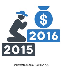 Pray For Money 2016 vector icon. Style is bicolor flat symbol, smooth blue colors, rounded angles, white background.